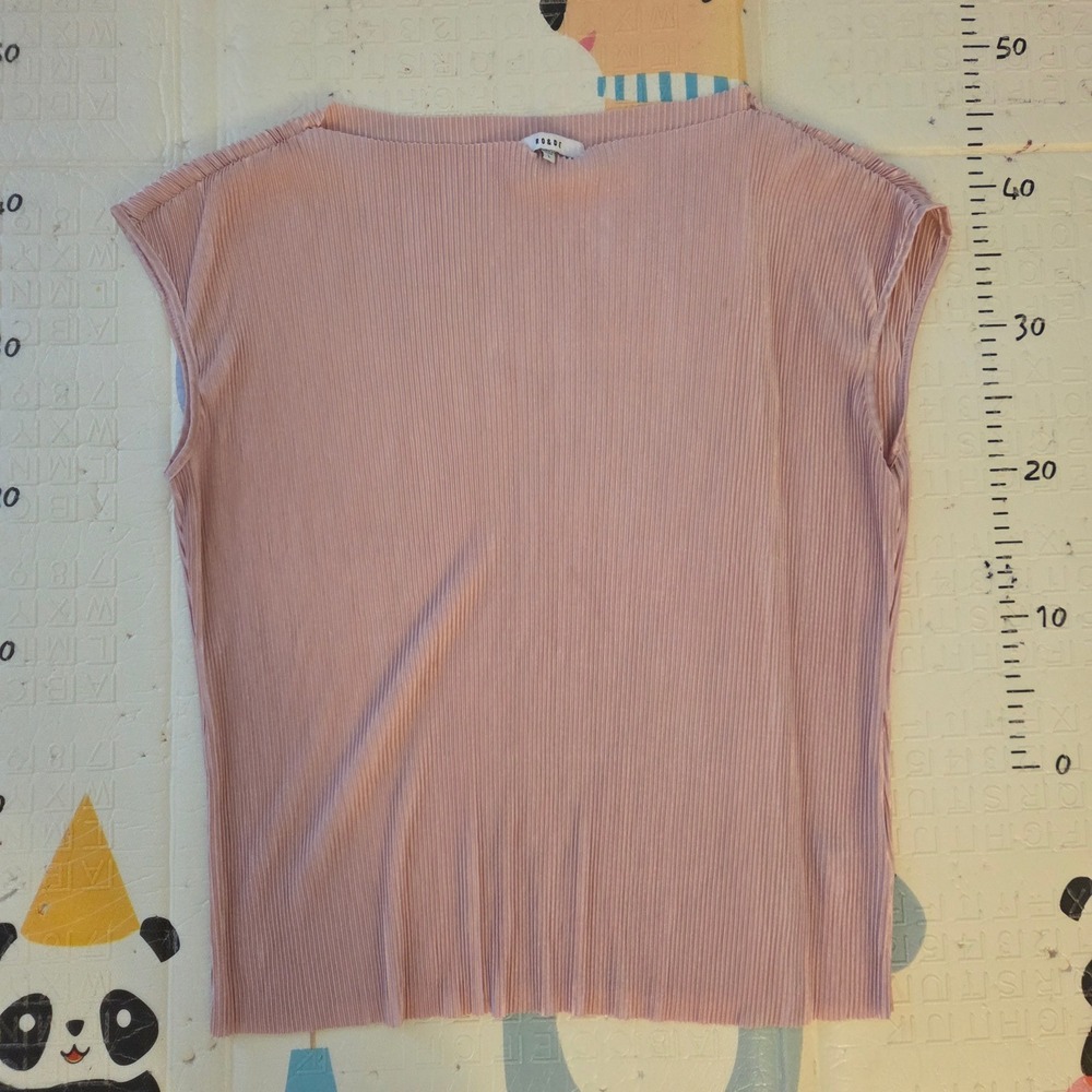 Ro & De Womens Pink Plisse Pleated Boat Neck Sleeveless Blouse‎ AGU512683 Size L